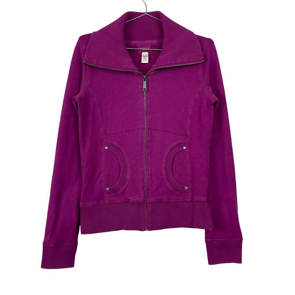 Y2K Diesel Zip Up Sweatshirt Ribbed Funnel Neck Womens Large‎ Magenta Purple